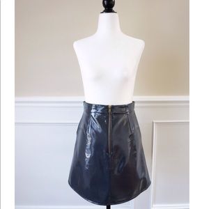 Faux leather grey colour mini skirt